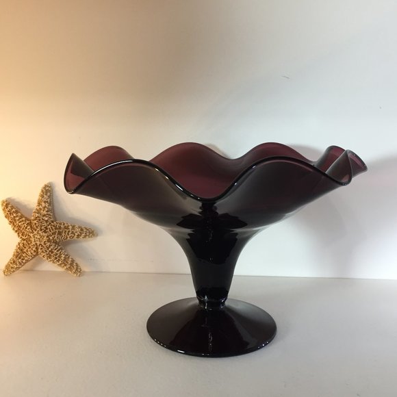 Other - Purple Wavy Glass Decorative Bowl Candy Dish Vase